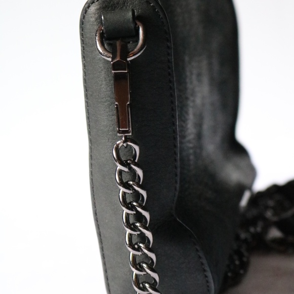 Rebecca Minkoff Black Suede Leather Avery Crossbody Chain Link Strap - Picture 6 of 10